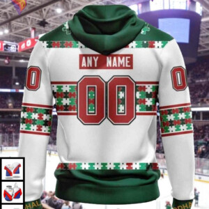 Custom Name Autism Tribute NHL Minnesota Wild Holiday Hoodie 3D - 1