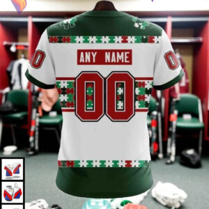 Custom Name Autism Tribute NHL Minnesota Wild Holiday Hoodie 3D - 3