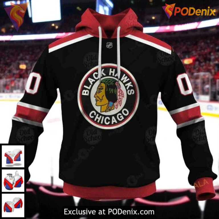 Custom Name Number Blackhawks Hoodie 3D, Personalized NHL Chicago Design - 1