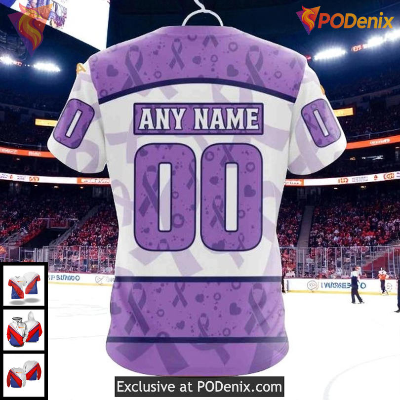 Custom Name Number Blackhawks Hoodie Lavender NHL 3D Fight Cancer Edition Custom Name Number Blackhawks Hoodie Lavender NHL 3D Fight Cancer Edition