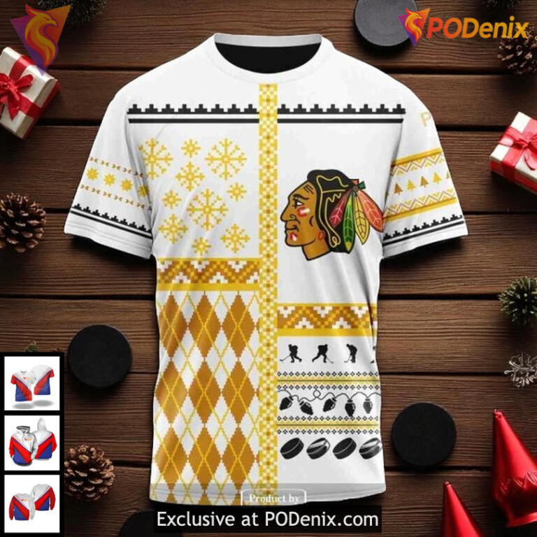 Custom Name Number Blackhawks Hoodie, Personalized NHL Chicago Blackhawks 3D - 2