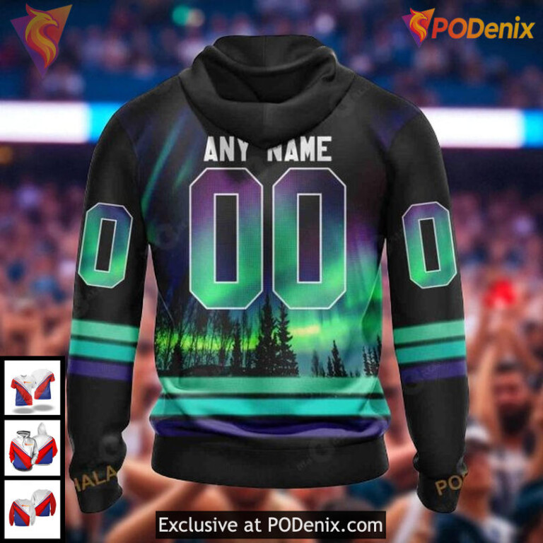 Custom Name Number Canucks Hoodie, Vancouver Canucks 3D Hoodie With Northern Lights - 1