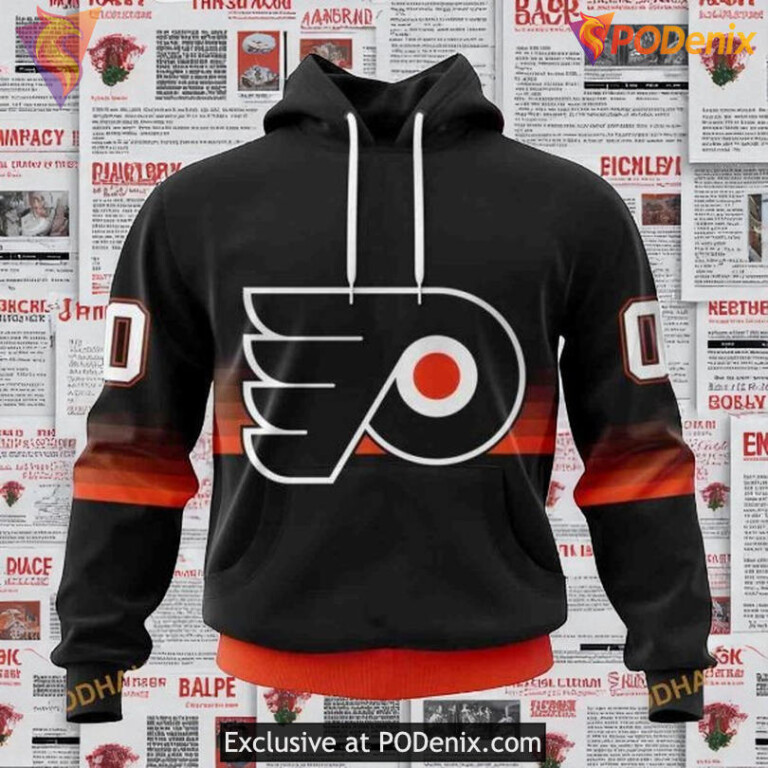 Custom Name Number Flyers Hoodie, Black Gradient NHL Graphic Edition