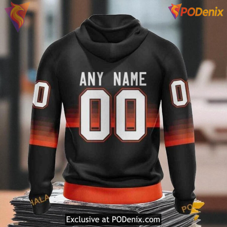 Custom Name Number Flyers Hoodie, Black Gradient NHL Graphic Edition - 1