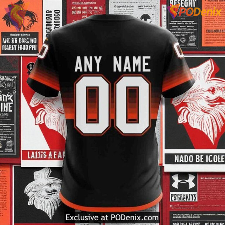 Custom Name Number Flyers Hoodie, Black Gradient NHL Graphic Edition - 3