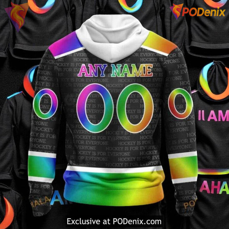 Custom Name Number Flyers Hoodie, Pride Gradient Hockey NHL Design - 1