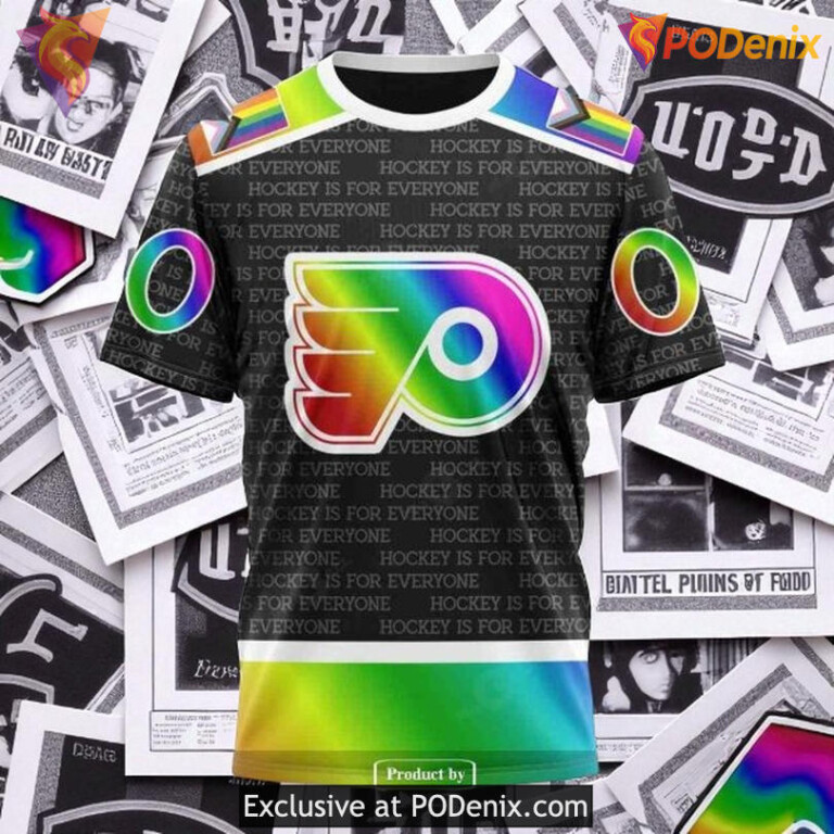 Custom Name Number Flyers Hoodie, Pride Gradient Hockey NHL Design - 2