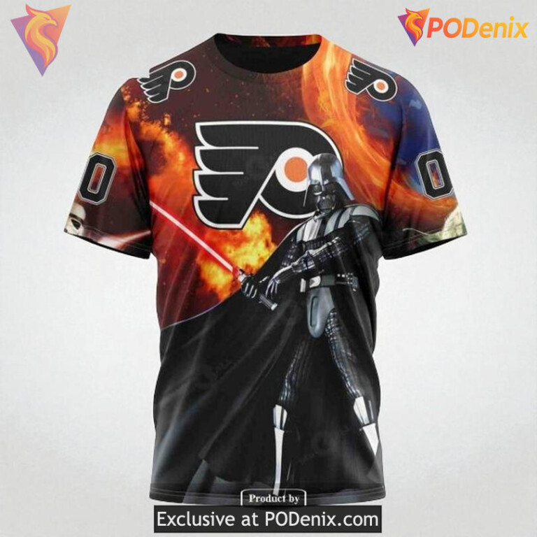 Custom Name Number Flyers Hoodie Star Wars NHL 3D Design Shirt - 2