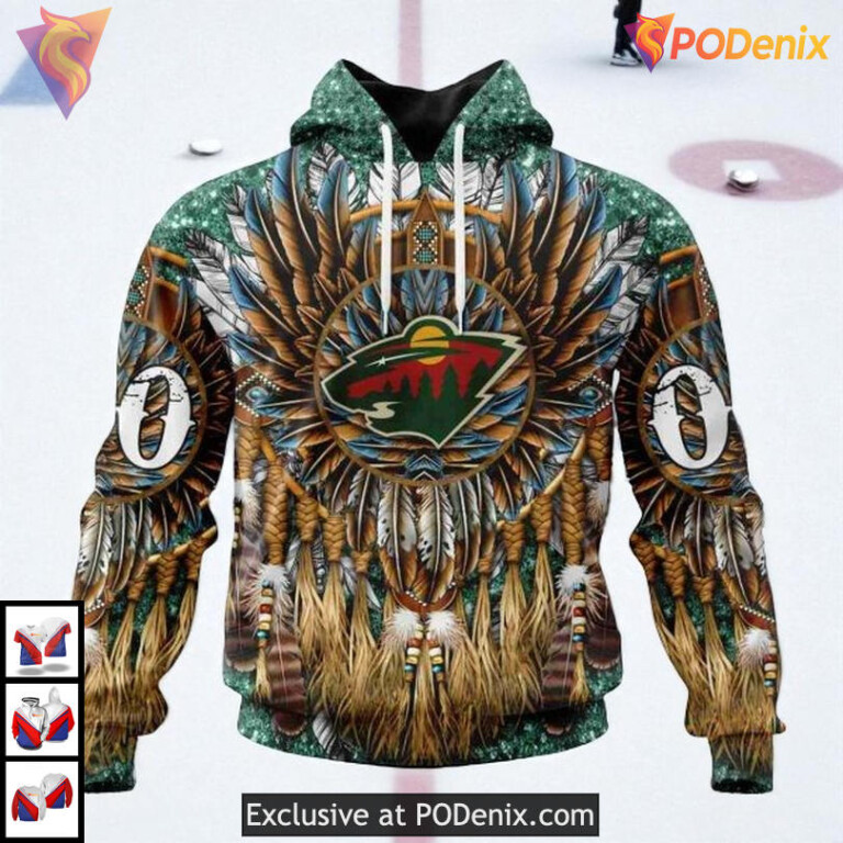 Custom Native Costume Artwork NHL Custom Number Minnesota Wild Hoodie 3D