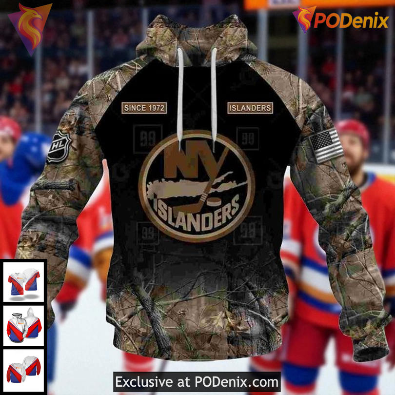 Custom New York Islanders Hoodie 3D Camouflage Design With NHL Spirit