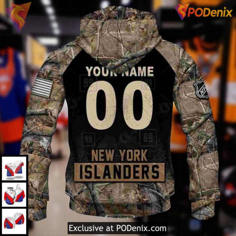Custom New York Islanders Hoodie 3D Camouflage Design With NHL Spirit - 1