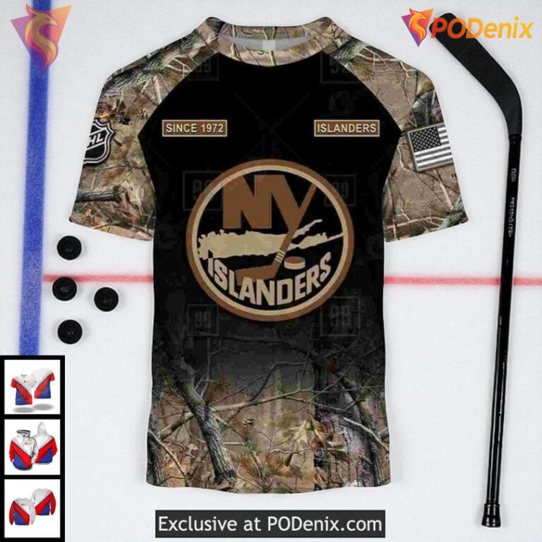 Custom New York Islanders Hoodie 3D Camouflage Design With NHL Spirit - 3