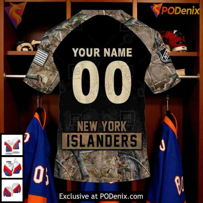 Custom New York Islanders Hoodie 3D Camouflage Design With NHL Spirit - 4