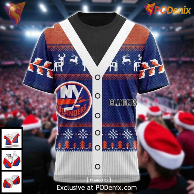 Custom New York Islanders Hoodie Christmas NHL 3D Design For Holiday Fans - 2