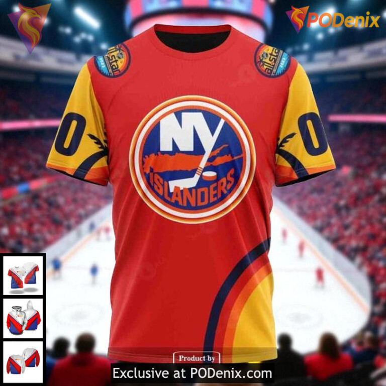 Custom New York Islanders Hoodie With Sunset Inspired NHL All Over Print 3D - 2