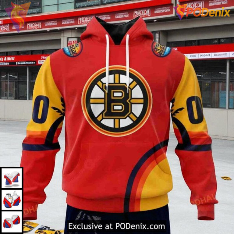 Custom NHL All Star Game Florida Sunset Design Boston Bruins Hoodie