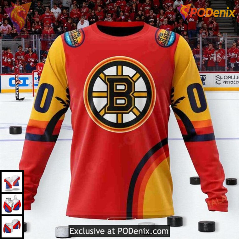 Custom NHL All Star Game Florida Sunset Design Boston Bruins Hoodie - 3