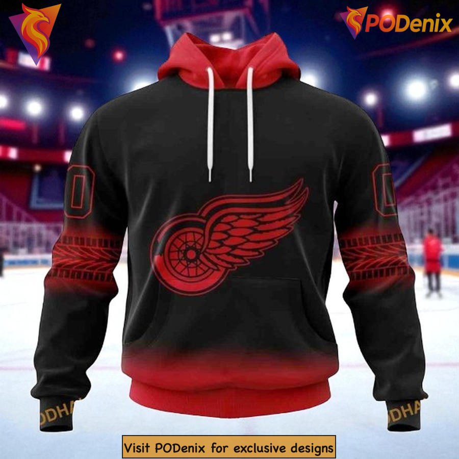 Custom NHL Detroit Red Wings Hoodie 3D, Gradient Fan Concept Design