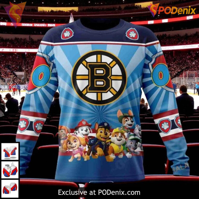 Custom NHL Paw Patrol Character Boston Bruins Youth Hoodie 3D Edition - 3
