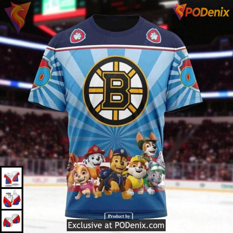 Custom NHL Paw Patrol Character Boston Bruins Youth Hoodie 3D Edition - 5