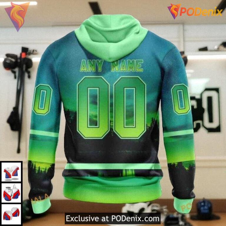 Custom Northern Lights Aurora NHL Minnesota Wild Hoodie 3D - 1
