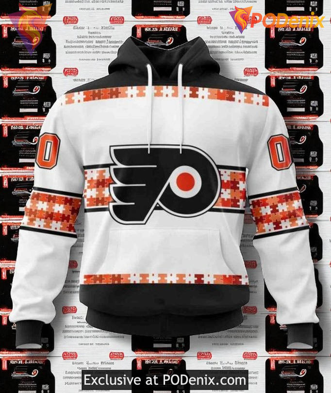 Custom Philadelphia Flyers Hoodie, Autism Awareness Name and Number Edition