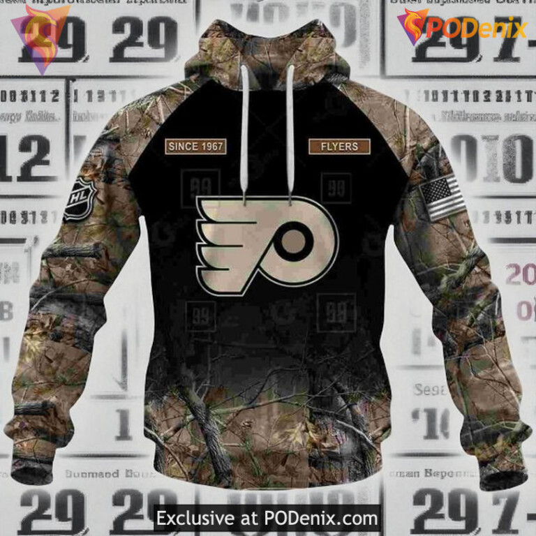 Custom Philadelphia Flyers Hoodie, Hunting Camouflage Sweatshirt Shirt 3D - 1