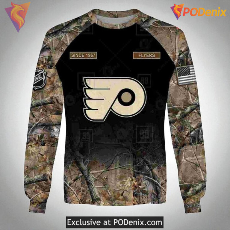 Custom Philadelphia Flyers Hoodie, Hunting Camouflage Sweatshirt Shirt 3D - 3