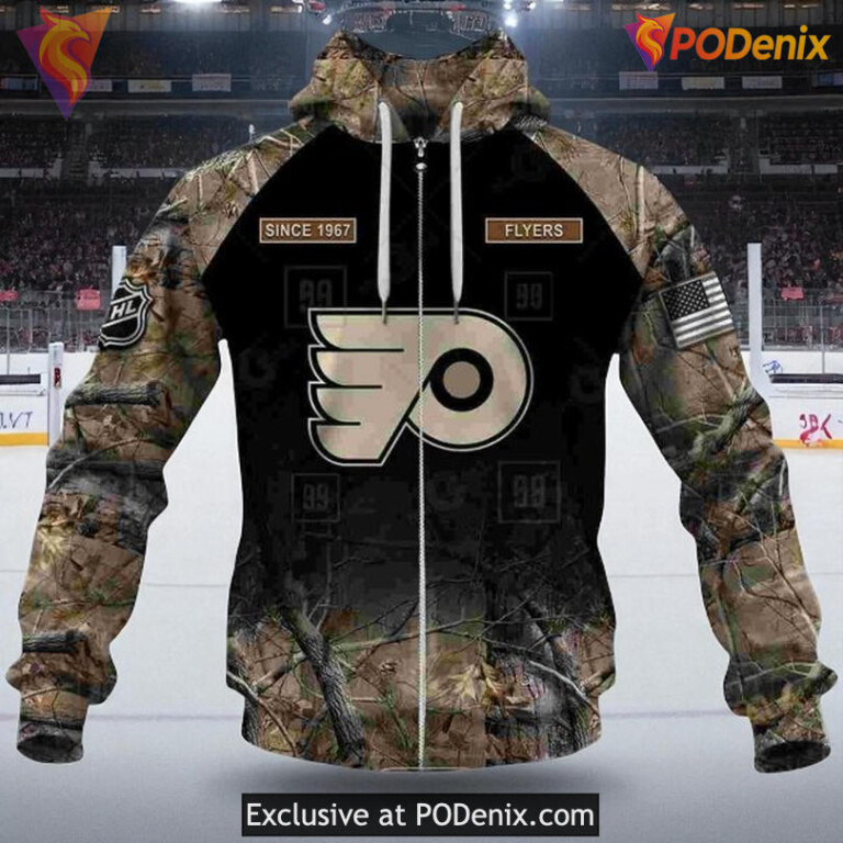Custom Philadelphia Flyers Hoodie, Hunting Camouflage Sweatshirt Shirt 3D - 4