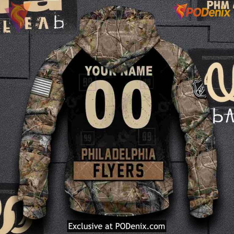 Custom Philadelphia Flyers Hoodie, Hunting Camouflage Sweatshirt Shirt 3D - 5