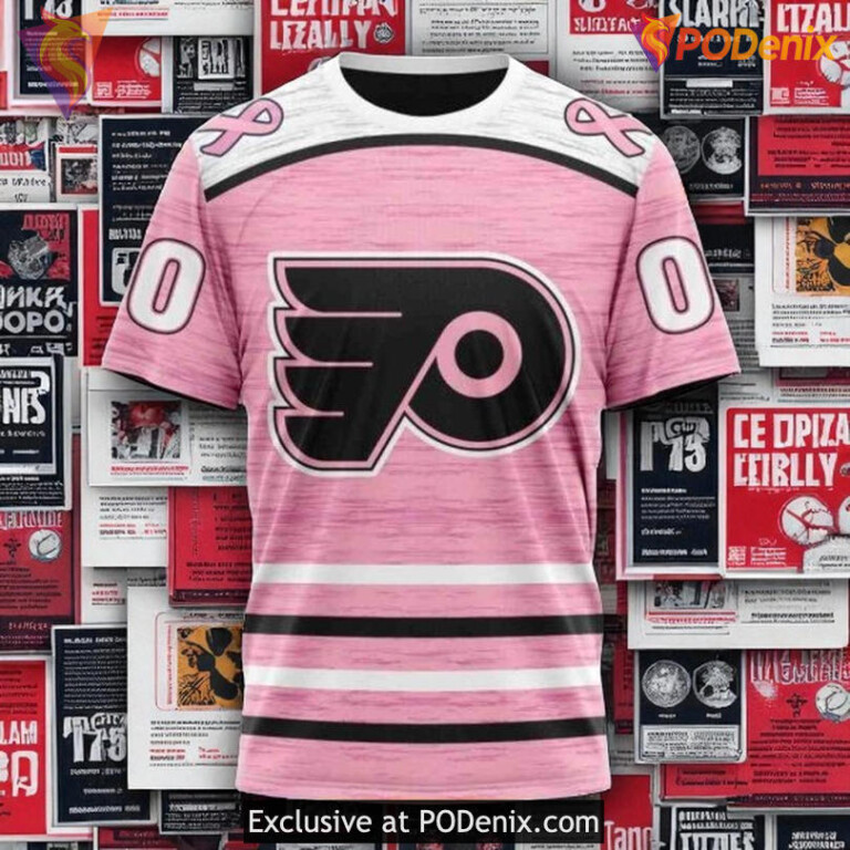 Custom Philadelphia Flyers Hoodie Pink Fight Breast Cancer NHL 3D - 2