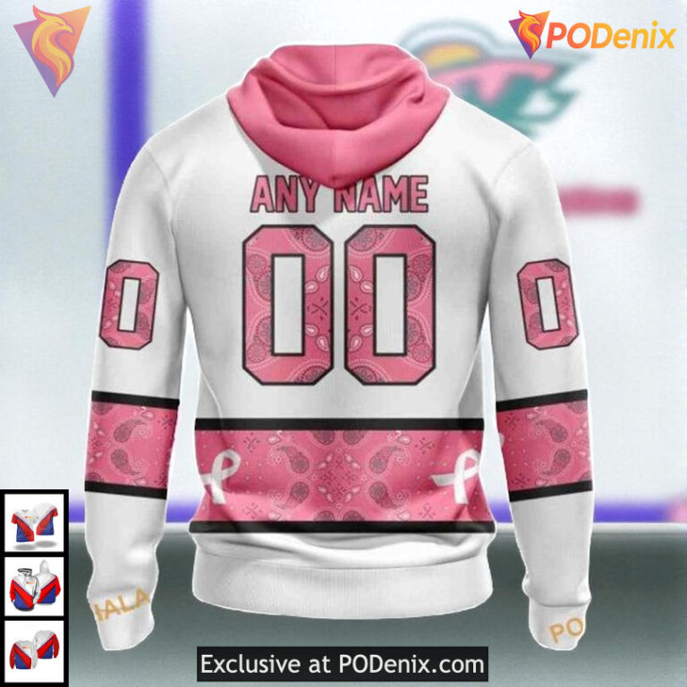 Custom Pink October Breast Cancer NHL Minnesota Wild Sweatshirt Hoodie 3D - 1