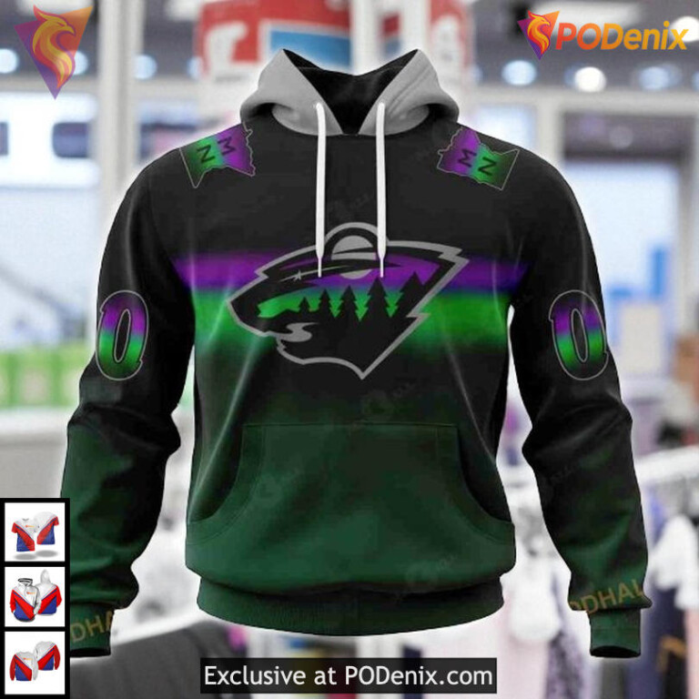 Custom Retro Gradient Colorway NHL Minnesota Wild Graphic Hoodie 3D