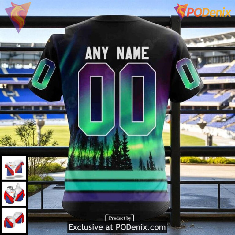 Custom St Louis Blues Hoodie Aurora Borealis NHL Design Pullover 3D - 3