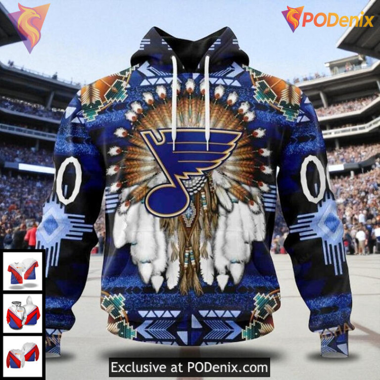Custom St Louis Blues Hoodie Native Costume Design NHL 3D Graphic Style