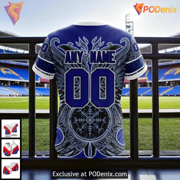 Custom St Louis Blues Hoodie NHL Viking Rune Artwork 3D Norse Design - 3
