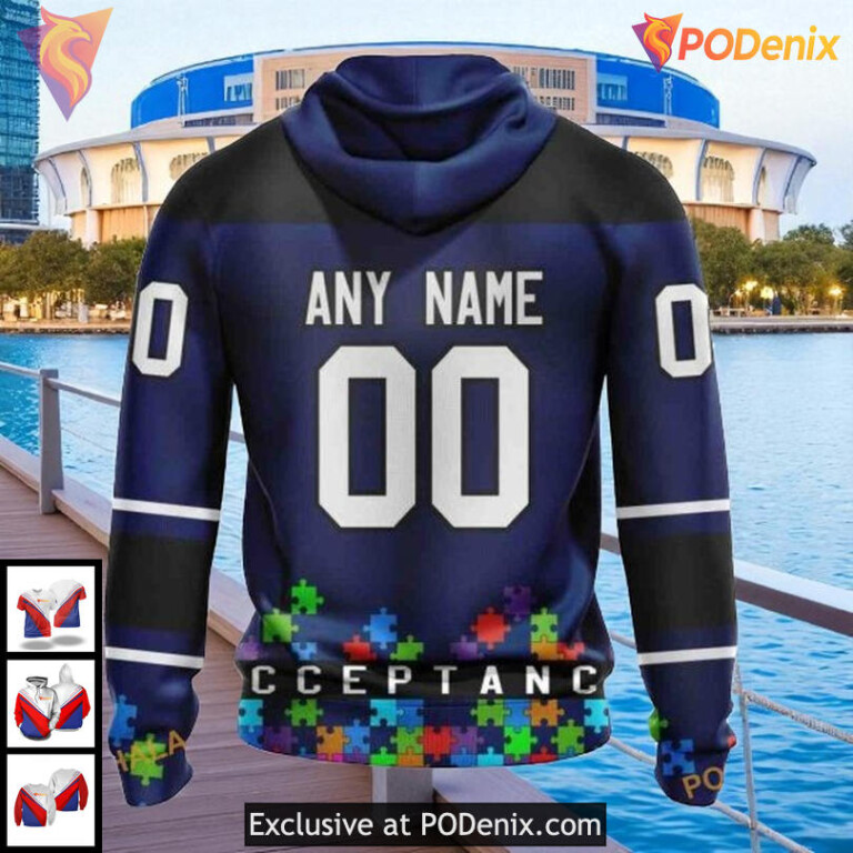 Custom Tampa Bay Lightning All Over Print Hoodie, Autism Awareness Design - 1