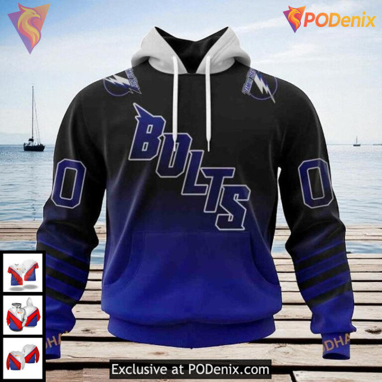Custom Tampa Bay Lightning All Over Print Hoodie Retro Bolts Gradient Design
