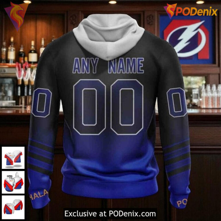 Custom Tampa Bay Lightning All Over Print Hoodie Retro Bolts Gradient Design - 1