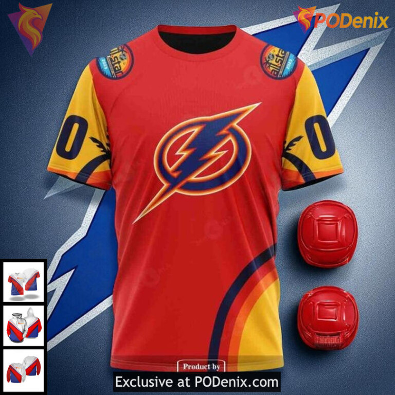 Custom Tampa Bay Lightning All Over Print Hoodie Sunset All Star NHL Design - 2