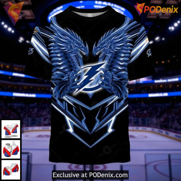 Custom Tampa Bay Lightning Hoodie, Dragon Graphic 3D NHL Pullover - 1