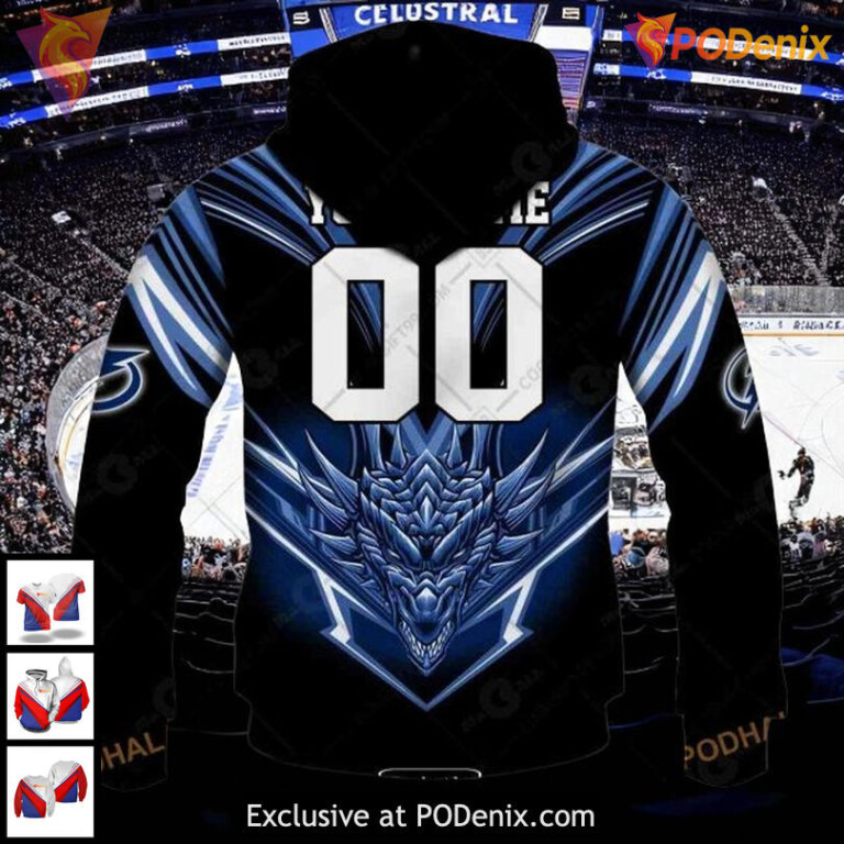 Custom Tampa Bay Lightning Hoodie, Dragon Graphic 3D NHL Pullover - 2