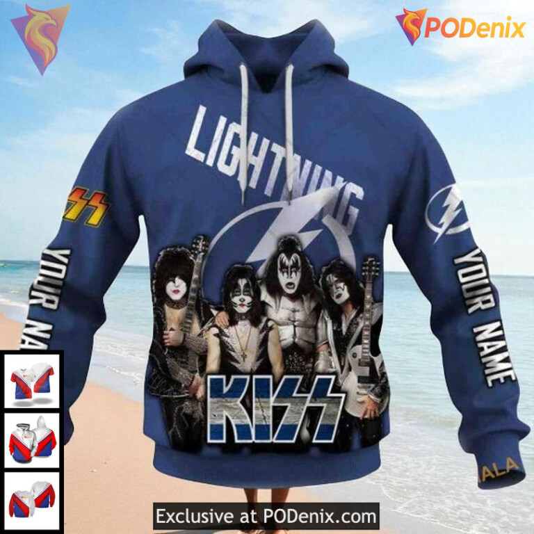 Custom Tampa Bay Lightning Hoodie KISS Rock Band Graphic NHL 3D Design