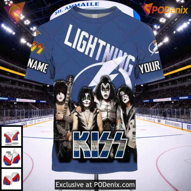 Custom Tampa Bay Lightning Hoodie KISS Rock Band Graphic NHL 3D Design - 1