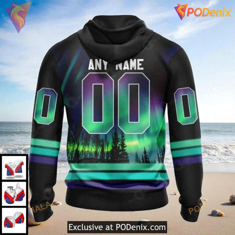 Custom Tampa Bay Lightning Hoodie NHL Design With Northern Lights 3D - 1