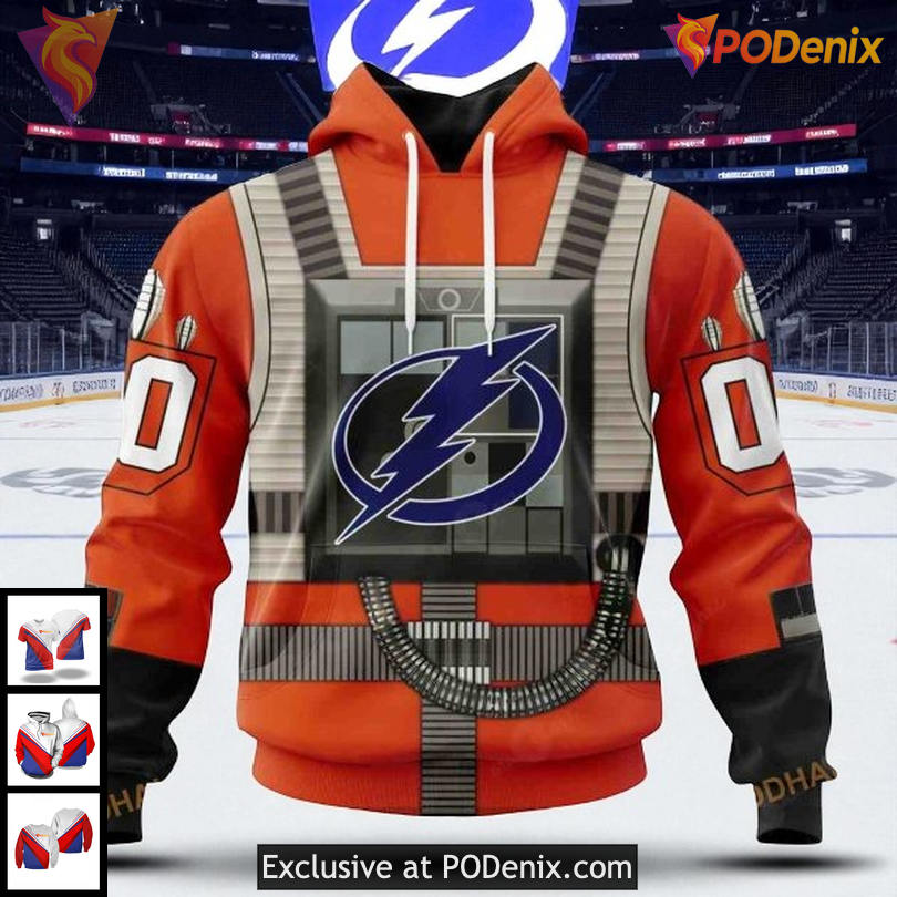Custom Tampa Bay Lightning Hoodie Rebel Pilot NHL 3D Design For Star Wars Fans