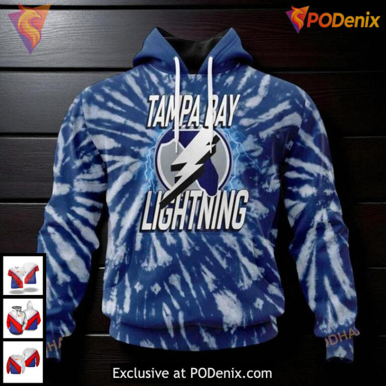 Custom Tampa Bay Lightning Hoodie Retro Tie Dye NHL 3D Graphic Design