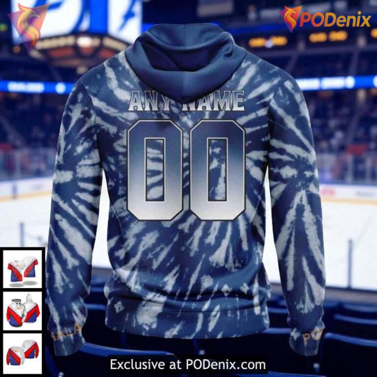 Custom Tampa Bay Lightning Hoodie Retro Tie Dye NHL 3D Graphic Design - 1