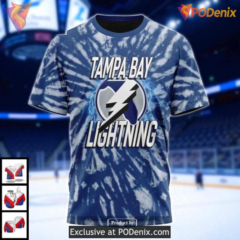 Custom Tampa Bay Lightning Hoodie Retro Tie Dye NHL 3D Graphic Design - 2