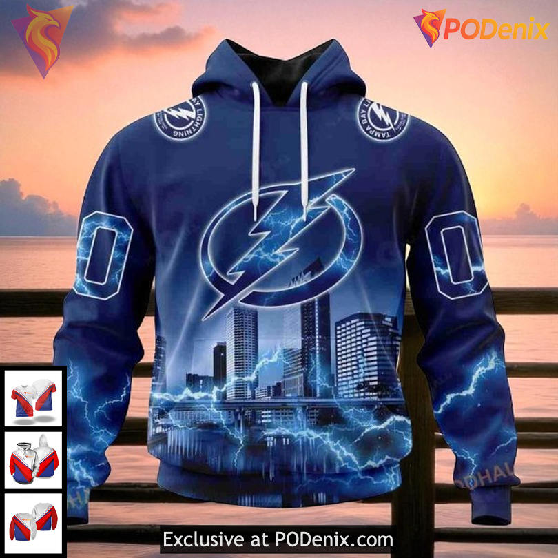 Custom Tampa Bay Lightning Hoodie, Thunderstorm Inspired NHL 3D Sweatshirt